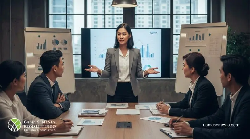 Peran Pemimpin dalam Mengelola dan Memfasilitasi Konflik Tim pemimpin tim sedang memfasilitasi diskusi konflik di ruang meeting untuk mencegah masalah membesar